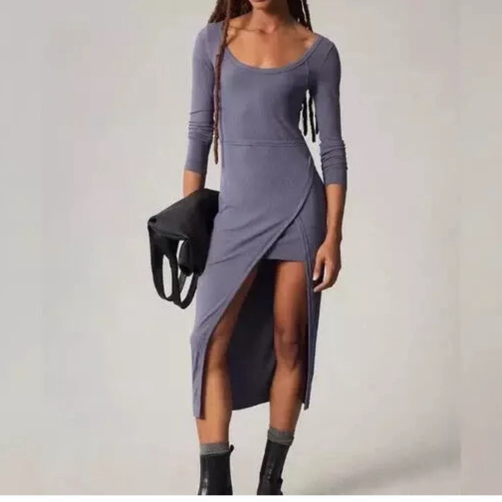 NWT Daily Practice by Anthropologie Wrap Midi Dress X-Large FOLKSTONE GREY